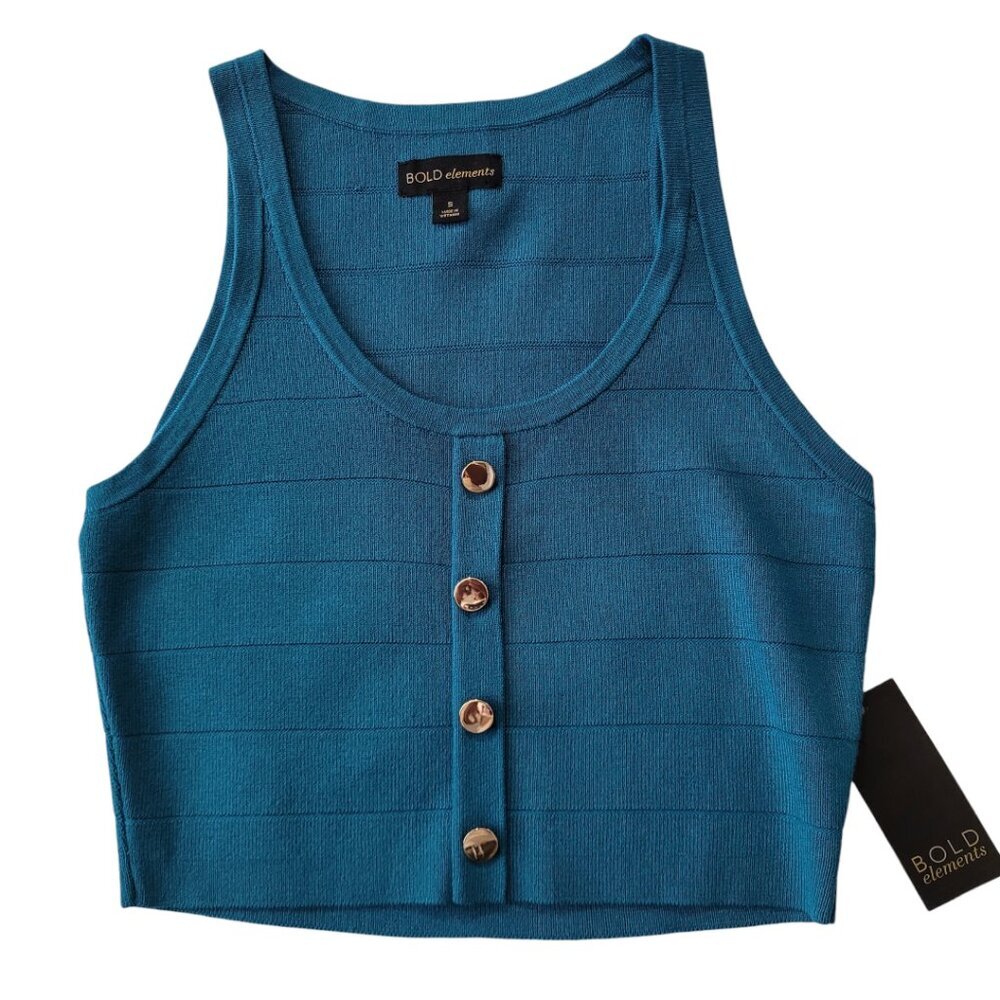 NWT TEAL SCOOP-NECK CROP TOP SIZE SMALL